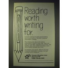 1989 Consumer Information Center Ad - Reading worth writing