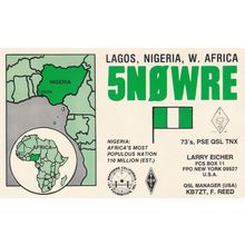 Lagos Nigeria Tanzania 2x QSL Africa Map Radio Card