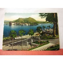ISOLA BELLA, LAGO MAGGIORE, ITALY used vintage postcard 1955 postmark #