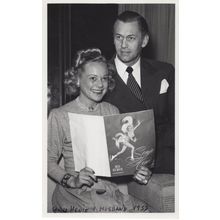 Sonja Henie Norwegian Ice Skater With Husband Old RPC Postcard