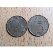 Netherlands 1975 5 Cents Coin
