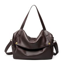 Genuine Leather Women Top Handle Shoulder Handbags Brown