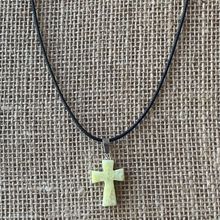 Lantian Jade Hand Carved Stone Celtic Cross Religious Pendant Necklace 20" Cord