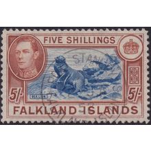Falkland Islands 1950 5/- Steel-Blue & Buff-Brown