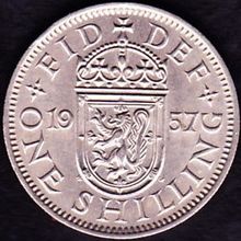 1957 Great Britain 1 Shilling Coin Scottish