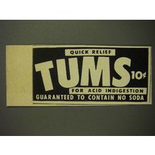 1955 Tums Medicine Ad - Quick Relief