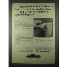 1967 Hertz Car Leasing Ad - Cost More to Lease Cars