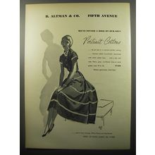 1950 B. Altman & Co. Dress Ad - We've pinned a rose on our own portrait cottons