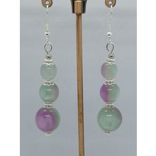 Pretty Purple And Green Beaded Lightweight Acrylic Earrings