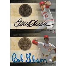 TOM SEAVER & BOB GIBSON AUTO 2012 REDS & CARDINALS HOF WORLD CHAMPION PITCHERS