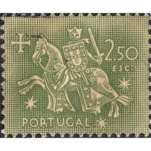 PORTUGAL, Seal of King Dinis, horseback, olive 1953, 2.50 Esc,