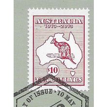 AUS 2013 $10 'KANGAROO AND MAP' ON BACKING PAPER FINE USED (EBID66-269)