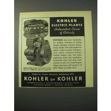 1951 Kohler of Kohler Model 750A21 Electric Plant Ad