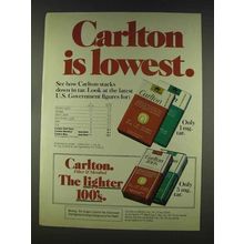 1978 Carlton Cigarettes Ad - Is Lowest