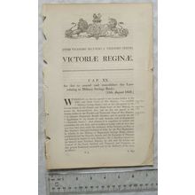 1859 Act of Parliament: consolidate Military Savings Banks