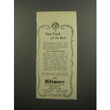 1953 The Biltmore Hotel Ad - New York at its best