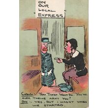 Man Buys Childrens Ticket Railway Train Inspector Old WW1 Comic Postcard