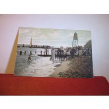 LANDING STAGE, THE BEACH, DOVERCOURT, ESSEX. unused antique postcard Co-op Soc =