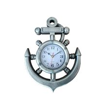 Pack Of 2] Silver Ship Wheel and Anchor Wall Clock 15"