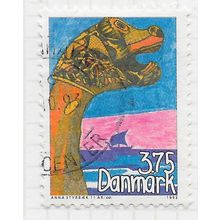 DENMARK DANMARK 1993 VIKING SHIP BOW FIGUREHEAD CHILD DRAWING 3.75Kr USED