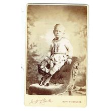 Victorian cdv photo boy basket of flowers Bury St Edmunds photographer