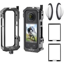 Aluminum Frame Cage Sticky Lens Guard Set Screen Protector for Insta360 X3 X 3 A
