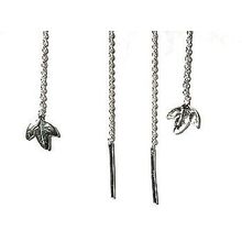 Sterling Silver Strawberry Leaf Dangle Ear Threads