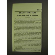 1903 Postum Grape-Nuts Ad - That's The Time