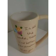 SANDRA MAGSAMEN Mug Cup Grandma tan with flowers 14 Oz exc. cond.