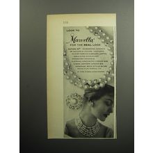 1956 Marvella Pearls Ad - Look to Marvella for the real look