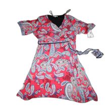 Womens Wrap Dress Size 20W Red Paisley Print Studio One BOHO Chic NWT