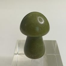 Green Serpentine Stone Carved Mushroom Figurine MINI Chakra Crystal Carving 1.5"