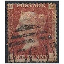 1858 SG43 1d Red Plate 207 Good/Fine Used Check Letters "OD".