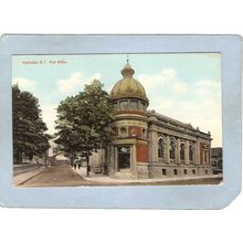 Rhode Island Pawtucket Postcard Post Office Street Scene Intersection~1065