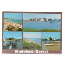 MUDEFORD, DORSET, multiview used vintage postcard .. by John Hinde =