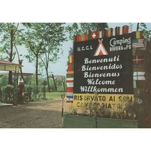 Camping Riviera Sul Po Torino Camp Site Sign Italian Postcard