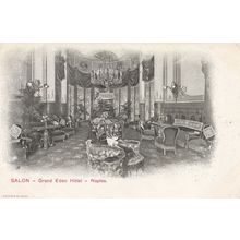 Grand Eden Hotel Naples Lounge Salon Old Painting Postcard