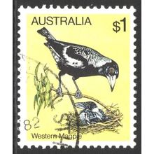 AUSTRALIA 1980: BIRDS DEFINITIVES - $1 WESTERN MAGPIE USED (G6)