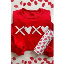 Red Puff XOXO Print Valentines Heart Sweatshirt