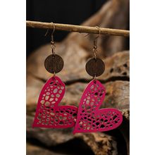 Rose Red Valentine Hollow-out Love Heart Dangle Earrings