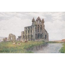 ED 411 WHITBY ABBEY. A.R. QUINTON. PRINTED POSTCARD