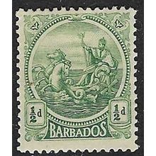 BARBADOS 1921-4 WMK SCRIPT CA 1/2d MINT SG219