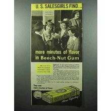 1941 Beech-Nut Gum Ad - U.S. Salesgirls Find Flavor
