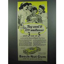1941 Beech-Nut Gum Ad - 3 out of 5 Waitresses