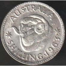 1963 Australia 1 Shilling Silver Coin