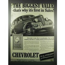 1939 Chevrolet Car Ad - The Biggest Value