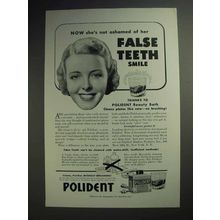 1941 Polident Ad - She's Not Ashamed of Her Smile