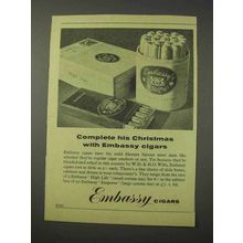 1958 Embassy Cigars Ad - Complete His Christmas