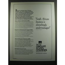 1986 The Graduate School of Business University of Cape Town Ad