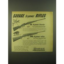 1952 Savage Model 99 and 340 Rifles Ad - Savage hi-power rifles